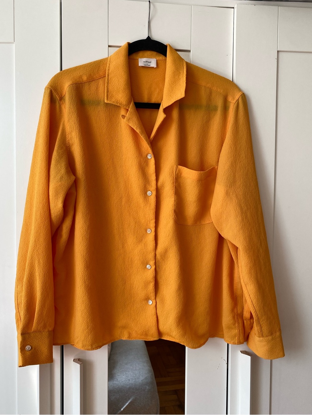 Wilfred by Aritzia Mustard Yellow Textured Button-Up Blouse Size Small